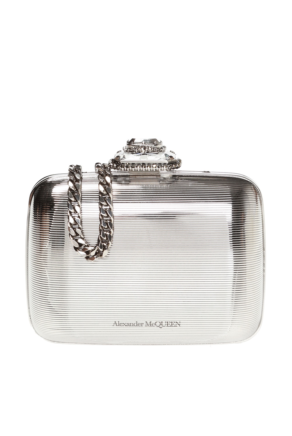 Alexander mcqueen silver clutch sale